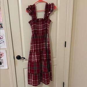 hill house home ellie nap dress in red tartan size M